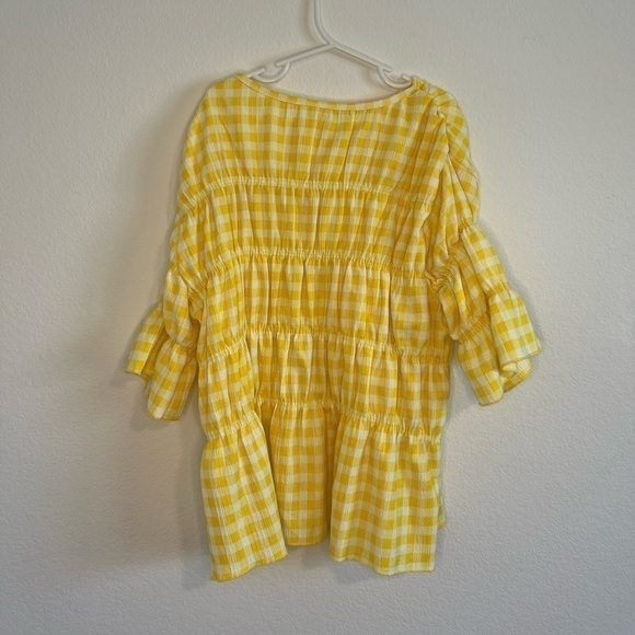 Zara Girls Yellow Plaid Blouse Size 13/14 - Picture 3 of 7